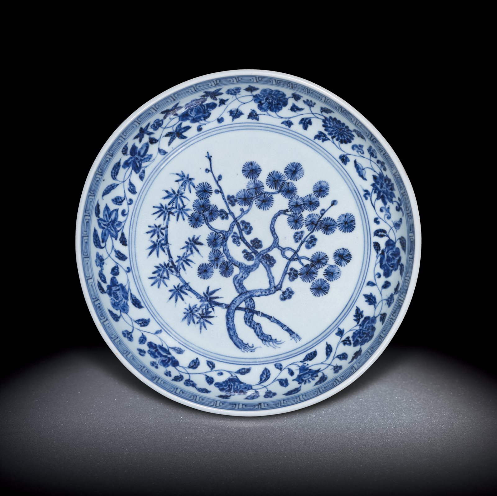 宣德青花松竹梅纹盘